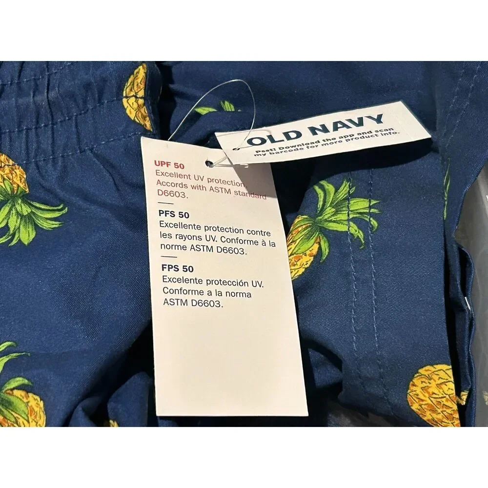 Old Navy Pineapple Swim Trunks Boys XL 14 16 UPF 50 Beach Tropical